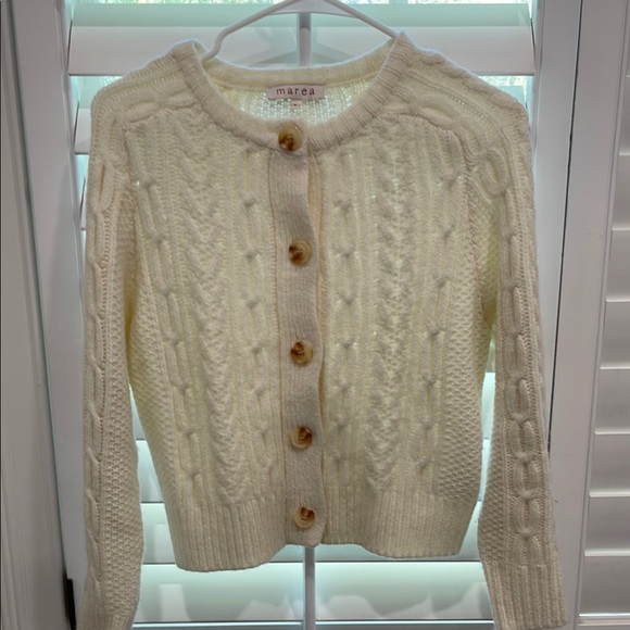 Marea By Liz Joy Sweaters - MAREA Cream Cable Knit Cardigan